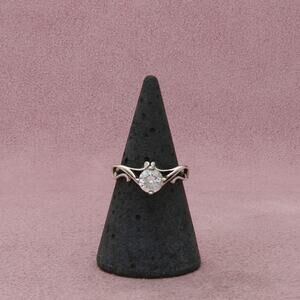 kabana sterling silver vintage round-cut cz scroll ring size 6.75